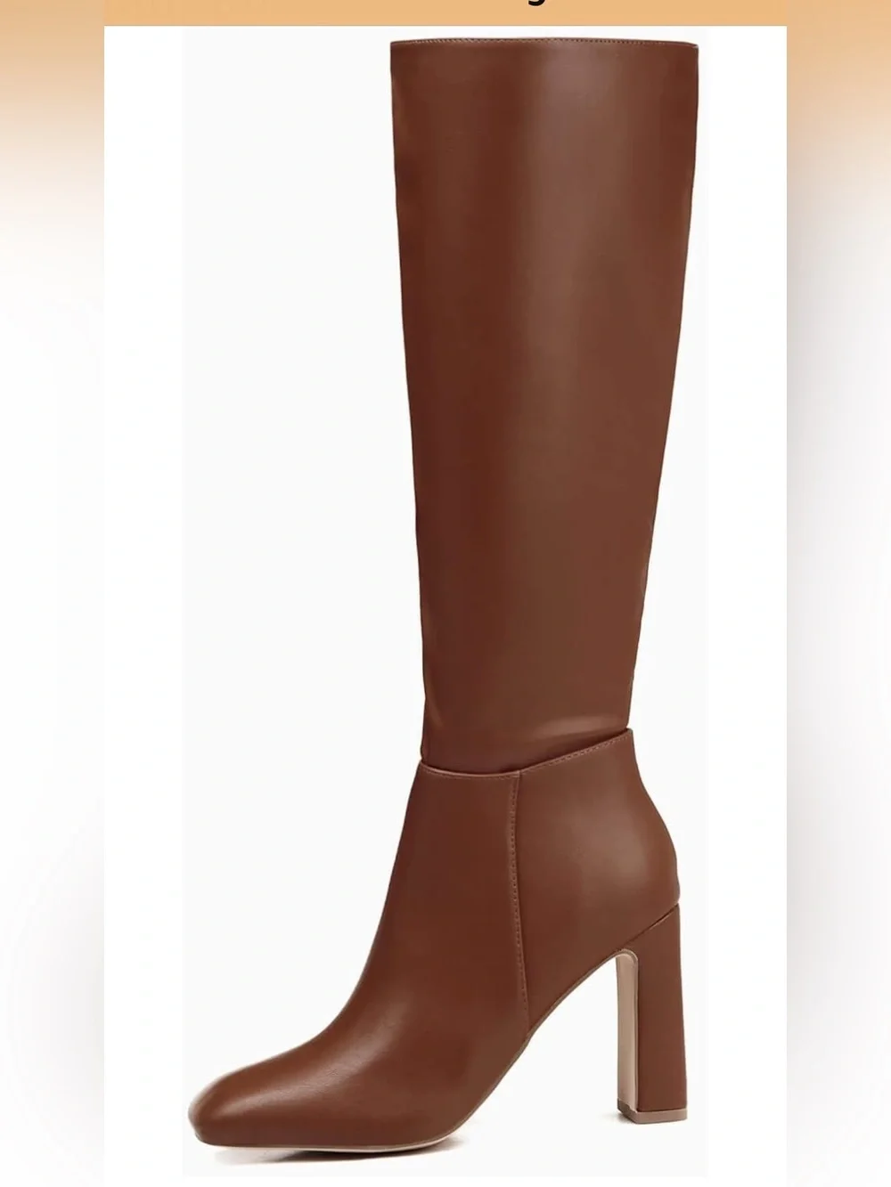 Women's Over-The-Knee Brown Leather Boots with Block Heel